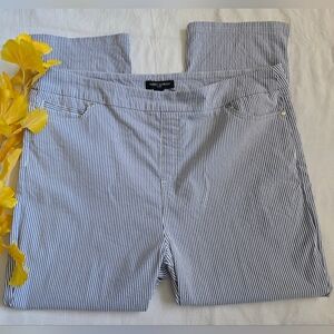 Mario Serrani Womens Blue and White Striped Cropped Stretchy Capri Pants Size XL